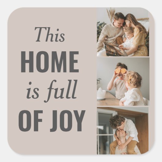 カップルモダン家族の写真と家族の引用文 スクエアシール (正面)