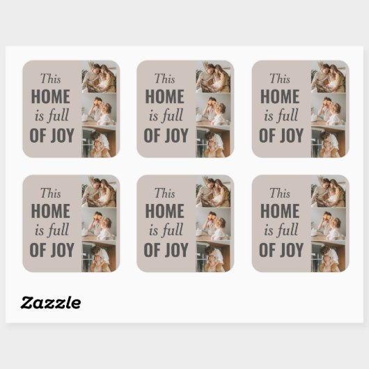 カップルモダン家族の写真と家族の引用文 スクエアシール (シート)