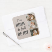 カップルモダン家族の写真と家族の引用文 スクエアシール (封筒)