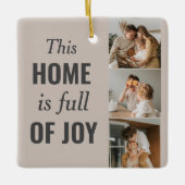 カップルモダン家族の写真と家族の引用文 セラミックオーナメント (正面)