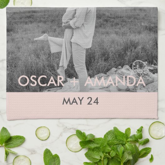 カップルモダン家族の写真と家族の引用文GiftMode キッチンタオル (折り畳み)