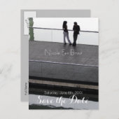カップルモダン結婚式の日付を保存2 案内ポストカード (正面/裏面)