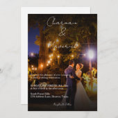 カップルモダン踊りが写真を照結婚らす 招待状 (正面/裏面)