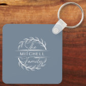 カップルモノグラムのの写真コラージュ | ほこりっぽい青い贈り物 キーホルダー (裏面)