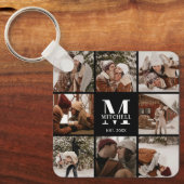 カップルモノグラムのの写真コラージュ | モノグラムギフト キーホルダー (正面)