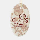 カップルモノグラムオーナメント:赤 セラミックオーナメント (右)