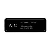 カップルモノグラムミニマリストブラック差出人住所 ラベル (正面)