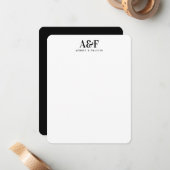 カップルモノグラムミニマルシンプルラリスト白黒 ノートカード (正面/裏面インサイチュ)