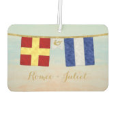 カップルモノグラム海事信号フラグ水色 カーエアーフレッシュナー (裏面)