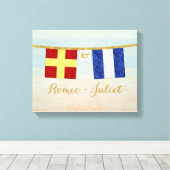 カップルモノグラム海事信号フラグ水色 キャンバスプリント (インサイチュ (ウッドフロア))