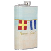 カップルモノグラム海事信号フラグ水色 フラスク (右)