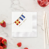 カップルモノグラム海事信号フラグ水色 縁ありカクテルナプキン (インサイチュ)