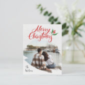 カップルユニーク写真メリークリスマス シーズンカード (スタンド正面)
