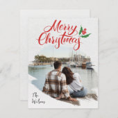 カップルユニーク写真メリークリスマス シーズンカード (正面/裏面)