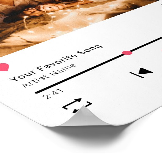 カップルユニークQRコードパーソナライズされた任意の曲の写真 ポスター (角)