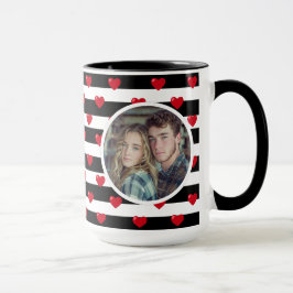カップルラブハートストライプ | バレンタインデーの写真 マグカップ