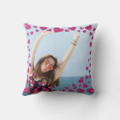 カップルラブフォトピンクグリッターハートモダンかわいい クッション (裏面)