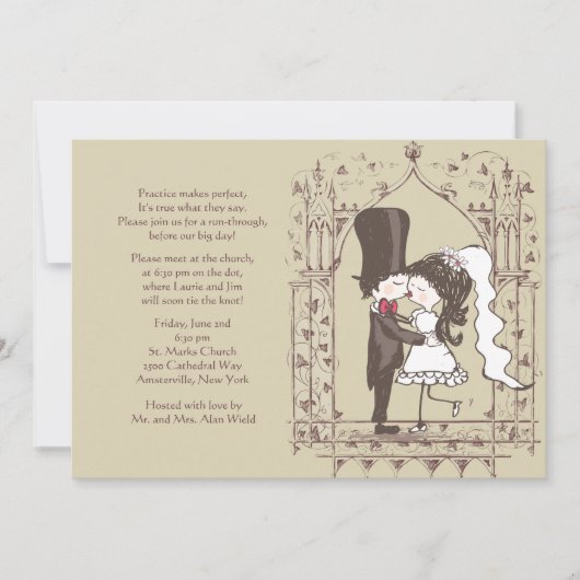 カップルリキスをするハーサルディナー招待状 招待状 (正面)