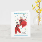 カップルヴィンテージハッピーアニバーサリー カード (黄色い花)