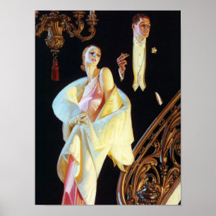カップル下降階段， 1923 by Leyendecker ポスター