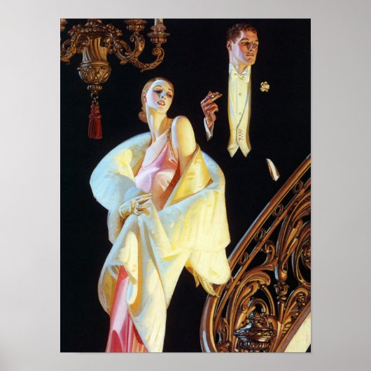 カップル下降階段, 1923 by Leyendecker ポスター (正面)