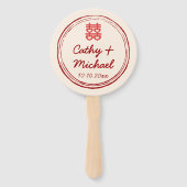 カップル中国の写真の二重結婚幸福のロゴ ハンドファン (裏面)