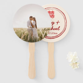 カップル中国の写真の二重結婚幸福のロゴ ハンドファン