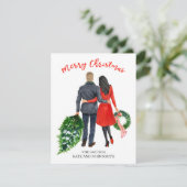カップル休日のクリスマスカード(ヘアブロンド、黒) シーズンカード (スタンド正面)
