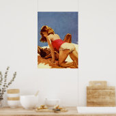 カップル作り愛 – レトロパルプカバーアート ポスター (キッチン)