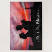 カップル写真おもしろいゲームの夜のパーソナライズ名 ジグソーパズル (縦)