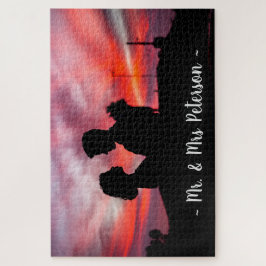 カップル写真おもしろいゲームの夜のパーソナライズ名 ジグソーパズル