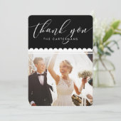 カップル写真かわいいエレガントホタテ白黒 シーズンカード (スタンド正面)