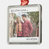 カップル写真すべての私があなたを愛していモダンる メタルオーナメント (左)