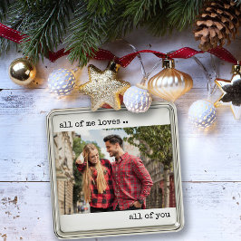カップル写真すべての私があなたを愛していモダンる メタルオーナメント