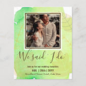 カップル写真とBUDGET結婚式のレセプション招待状 (正面)