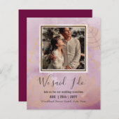 カップル写真とBUDGET結婚式のレセプション招待状 (正面/裏面)