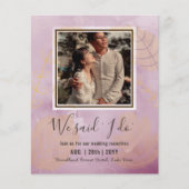 カップル写真とBUDGET結婚式のレセプション招待状 (正面)