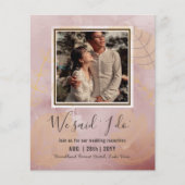 カップル写真とBUDGET結婚式のレセプション招待状 (正面)