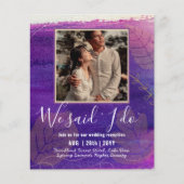 カップル写真とBUDGET結婚式のレセプション招待状 (正面)