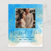 カップル写真とBUDGET結婚式のレセプション招待状 (正面)