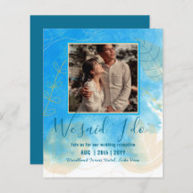 カップル写真とBUDGET結婚式のレセプション招待状