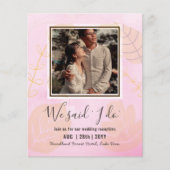 カップル写真とBUDGET結婚式のレセプション招待状 (正面)