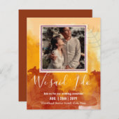 カップル写真とBUDGET結婚式のレセプション招待状 (正面/裏面)