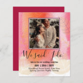 カップル写真とBUDGET結婚式のレセプション招待状 (正面/裏面)