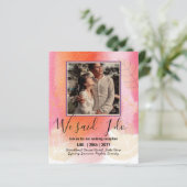 カップル写真とBUDGET結婚式のレセプション招待状 (スタンド正面)