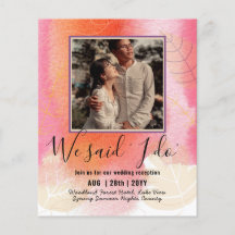 カップル写真とBUDGET結婚式のレセプション招待状