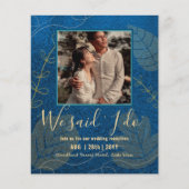 カップル写真とBUDGET結婚式のレセプション招待状 (正面)