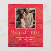 カップル写真とBUDGET結婚式のレセプション招待状 (正面)