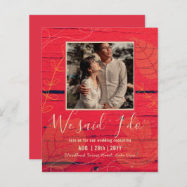 カップル写真とBUDGET結婚式のレセプション招待状