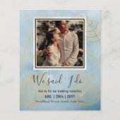 カップル写真とBUDGET結婚式のレセプション招待状 (正面)